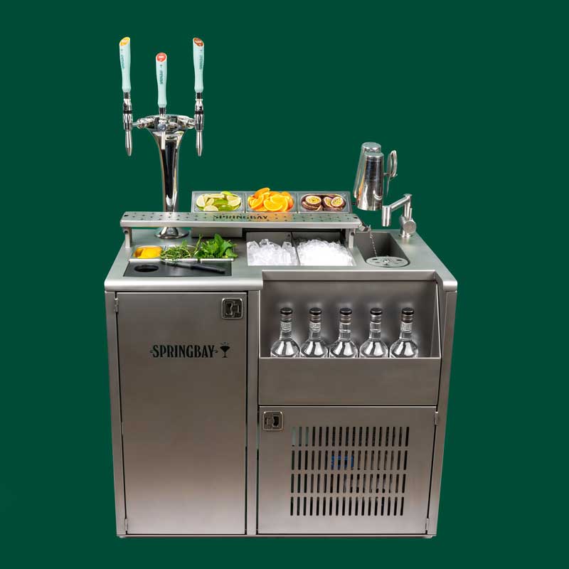 Render of the separate stainless steel cooling unit that comes with the station